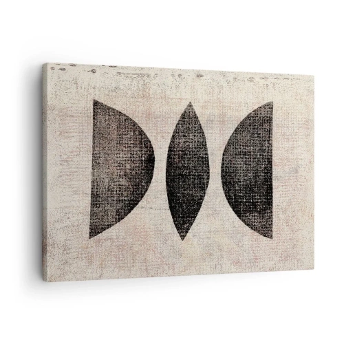 Lærredstryk - Billede på lærred - Etniske former i mørke toner på en lys baggrund - 70x50cm - Etnisk abstraktion - Moderne vægdekoration til stue og soveværelse ARTTOR