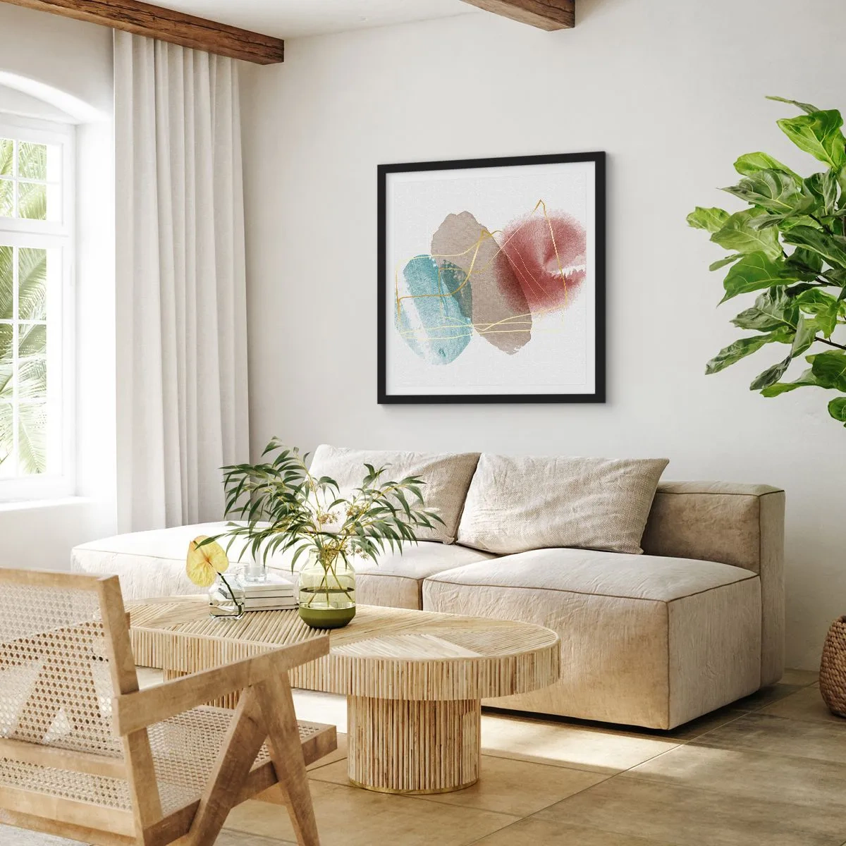 Plakat i sort ramme - Rummets perler - 60x60 cm