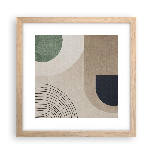 Plakat i ramme af lyst egetræ - Blidheden i en oval - 30x30 cm