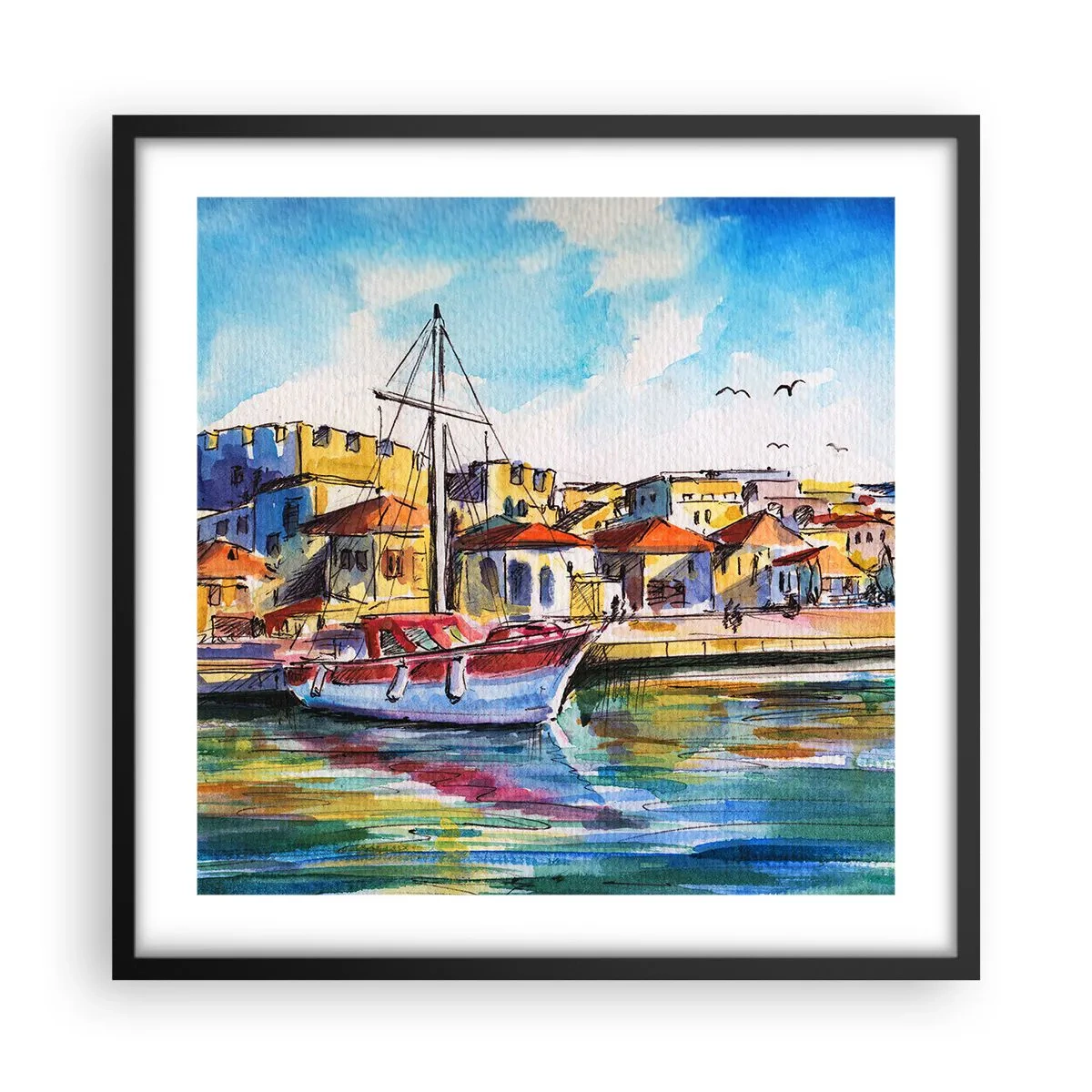 Plakat i sort ramme - Regnbue eftermiddag - 50x50 cm