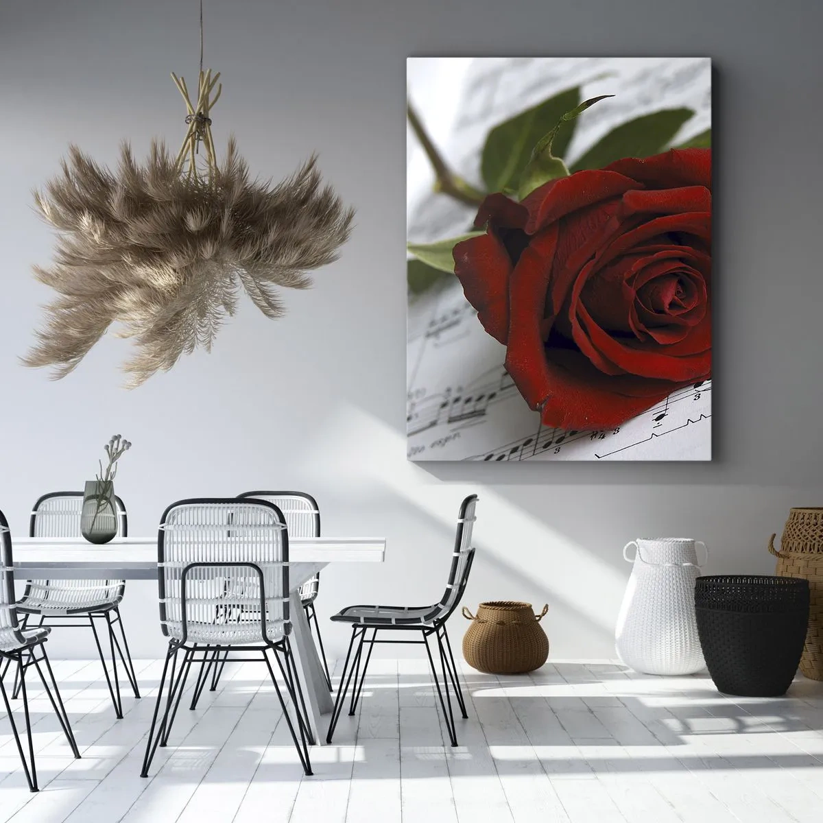 Lærredstryk - Billede på lærred - Musik af følelser i skarlagenrødt - 50x70 cm