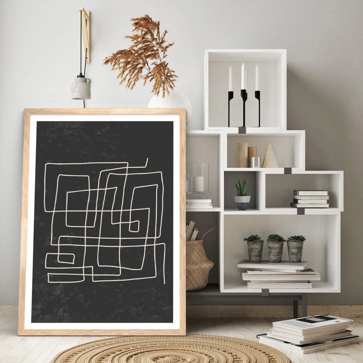 Plakat i ramme af lyst egetræ - Ikke helt så enkel - 70x100 cm
