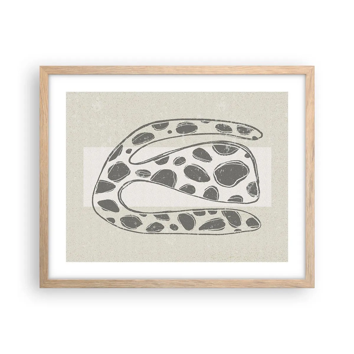 Plakat i ramme af lyst egetræ - Bizart væsen - 50x40 cm