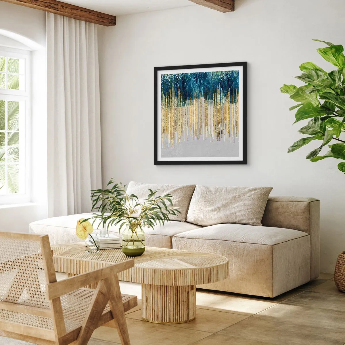 Plakat i sort ramme - Forgyldt grænse - 60x60 cm