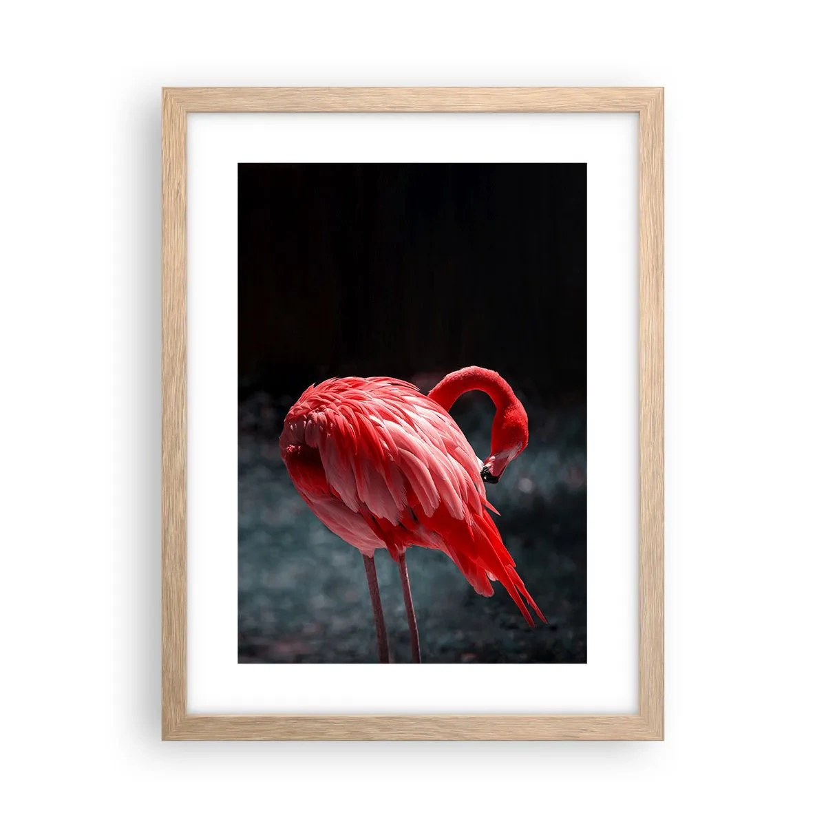 Plakat i ramme af lyst egetræ - Et karmosinrødt naturdigt - 30x40 cm