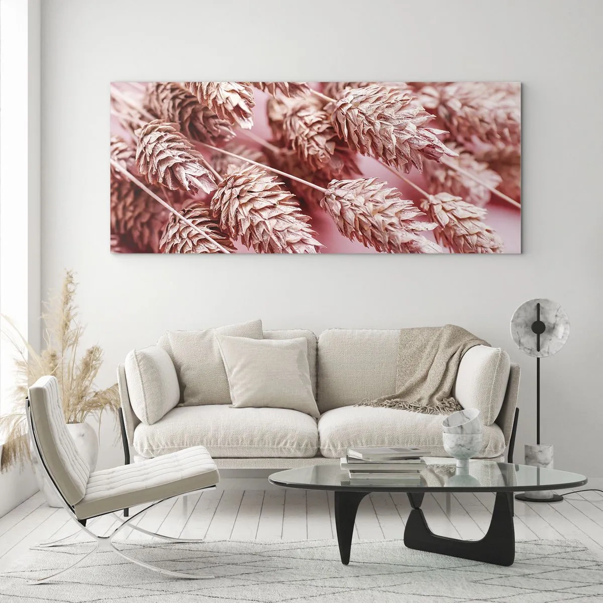 Billede på glas - Blomsterkaskade i lyserødt - 120x50 cm