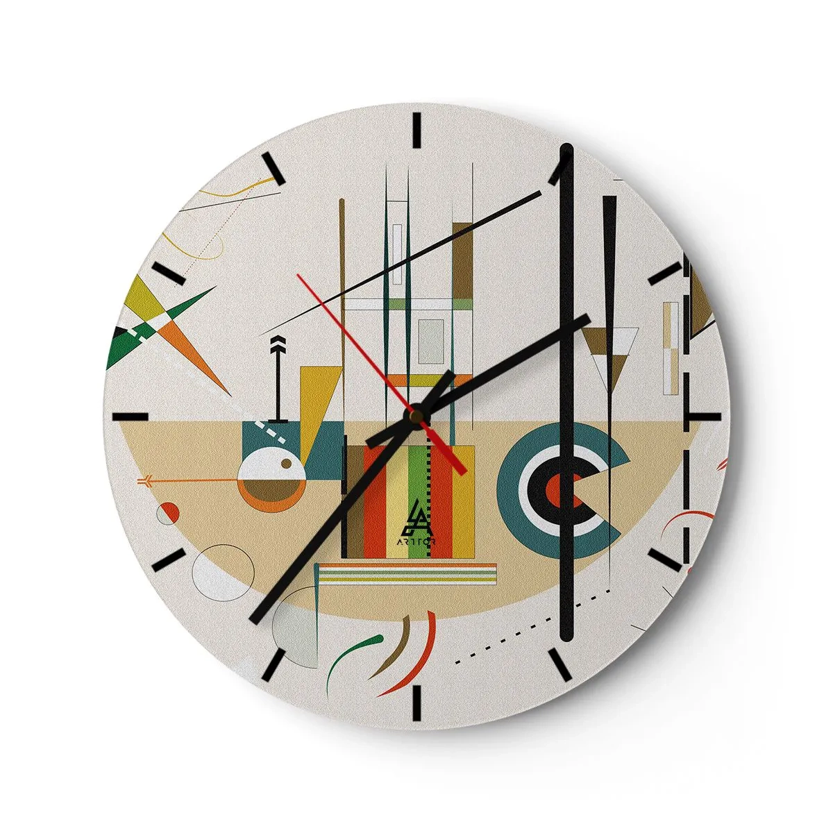 Vægur, Uret - Geometrisk komposition i abstrakt stil - 30x30cm - Og verden griner - Moderne vægdekoration til stue, køkken og soveværelse ARTTOR
