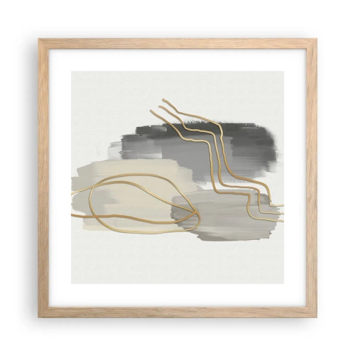 Plakat i ramme af lyst egetræ - Vedholdenhed og bevægelse - 40x40 cm