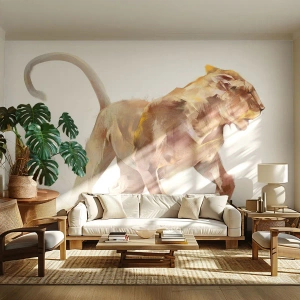 Fototapet Selvklæbende Deluxe Sticker - Vild ynde - Dyr, Løve, Abstraktion - 100x70 cm