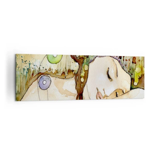 Lærredstryk - Billede på lærred - Smaragd-violet drøm - 160x50 cm