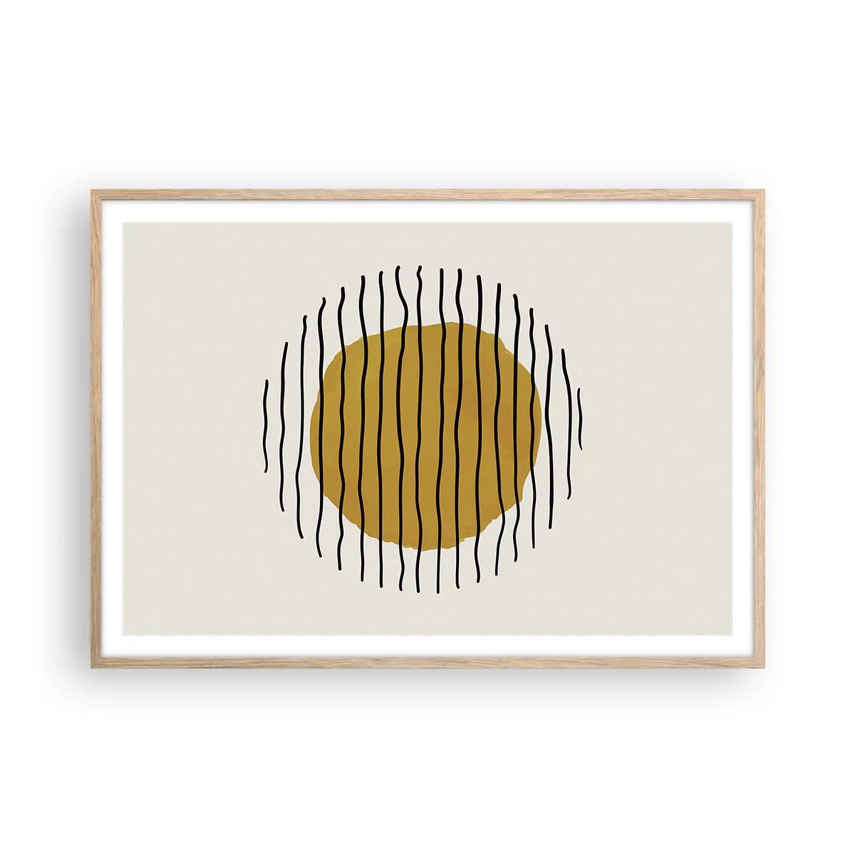 Plakat i ramme af lyst egetræ - Abstraktion, der skælver af varme - 100x70 cm
