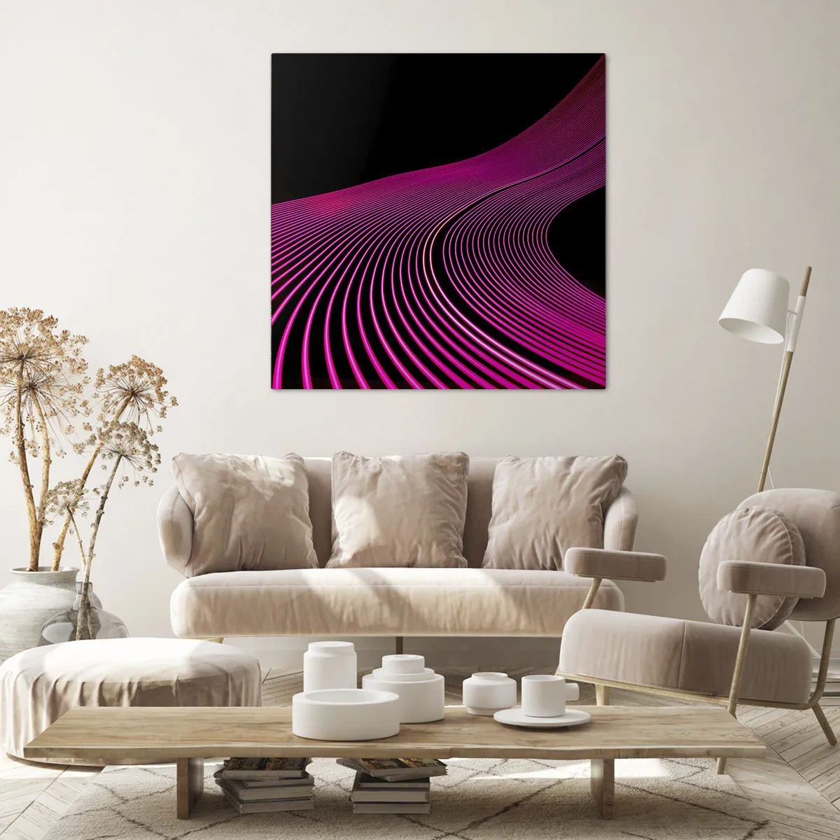 Lærredstryk - Billede på lærred - En allé af lys - 70x70 cm