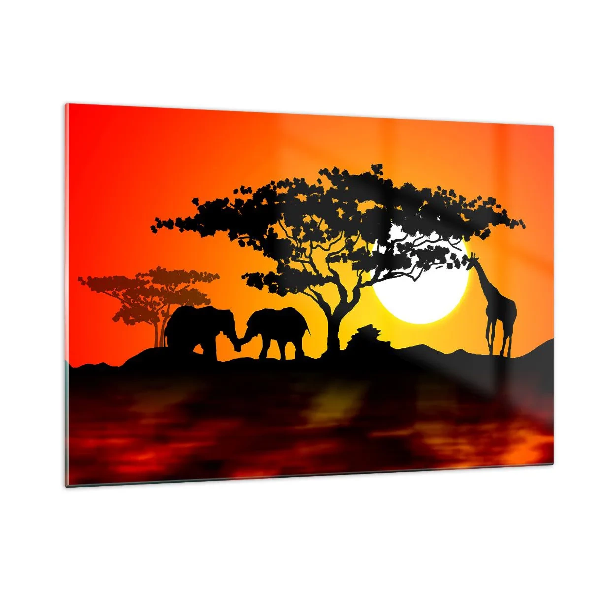 Billede på glas - Møde på savannen - 120x80 cm