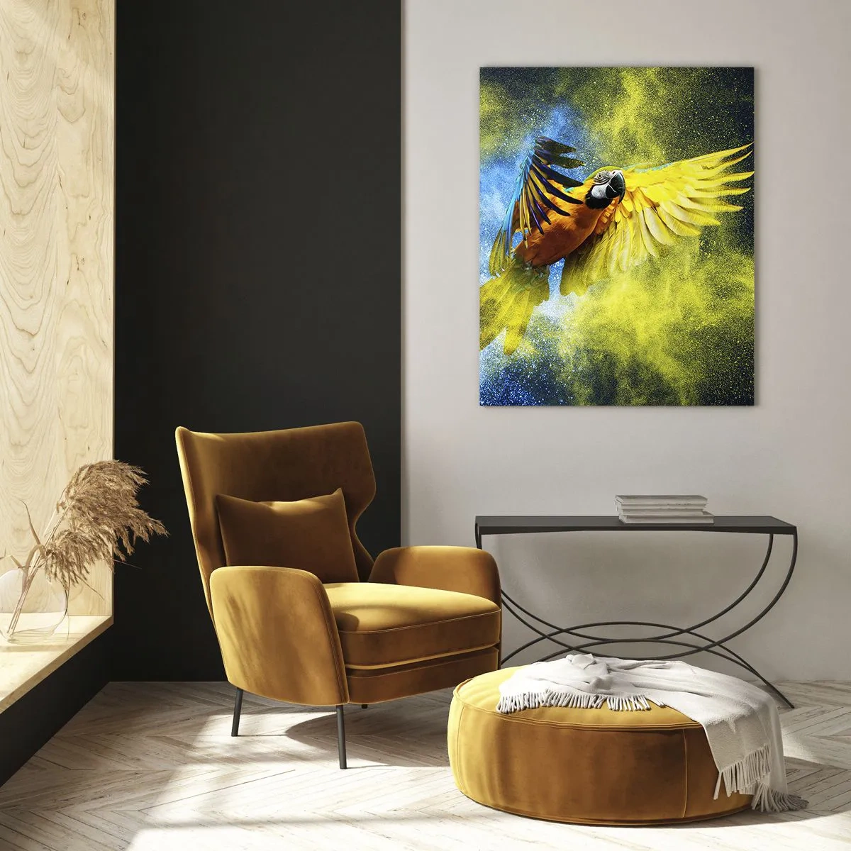 Billede på glas - I det blå-gyldne støv - 70x100 cm