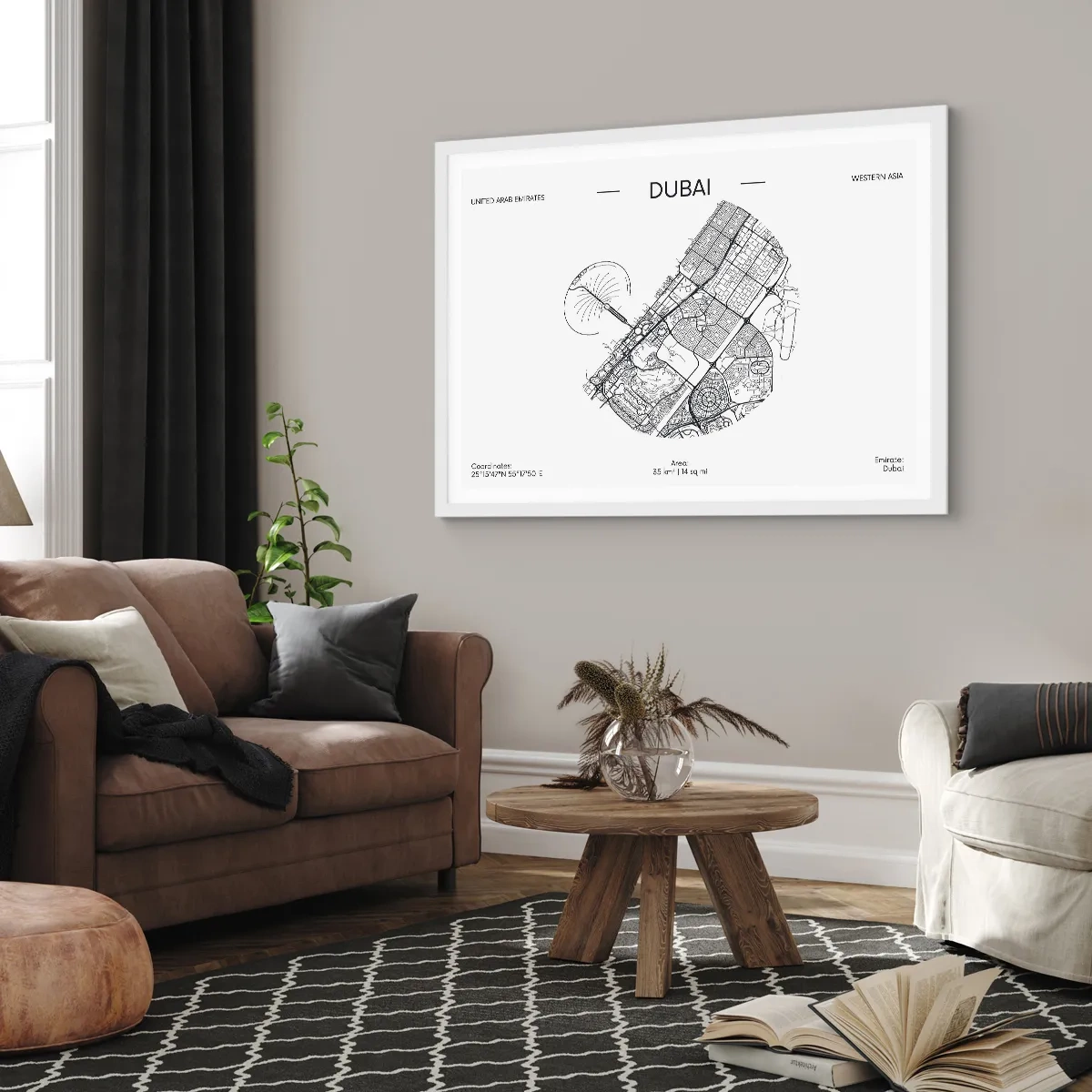 Plakat i hvid ramme - Dubais anatomi - 91x61 cm