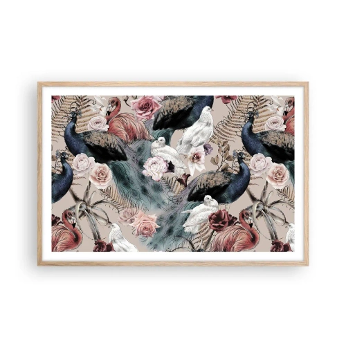 Plakat i ramme af lyst egetræ - I paladsets have - 91x61 cm