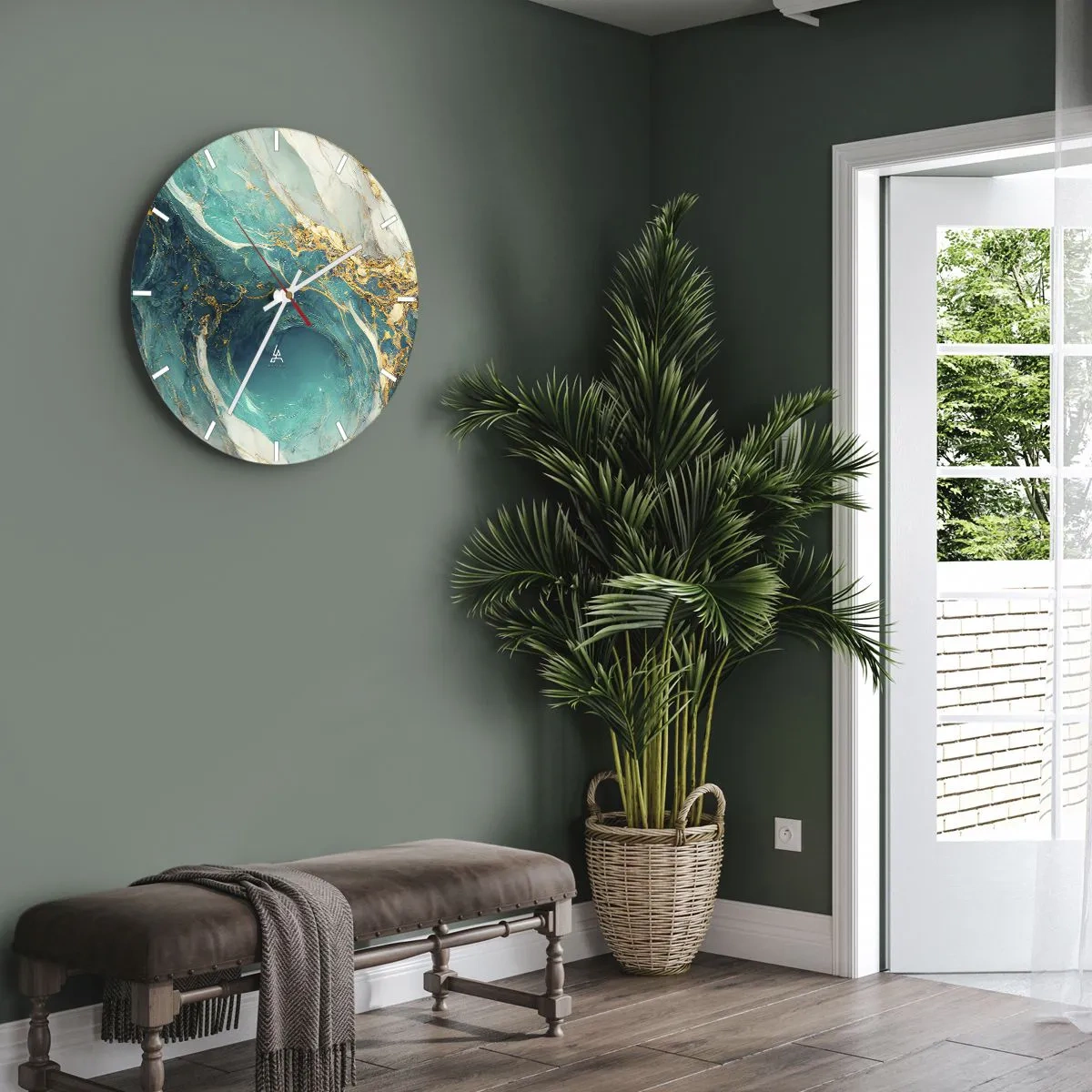 Vægur, Uret - Komposition med årer af guld - 40x40 cm