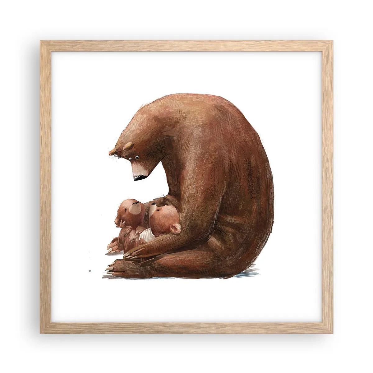 Plakat i ramme af lyst egetræ - Drøm sødt, børn - 40x40 cm