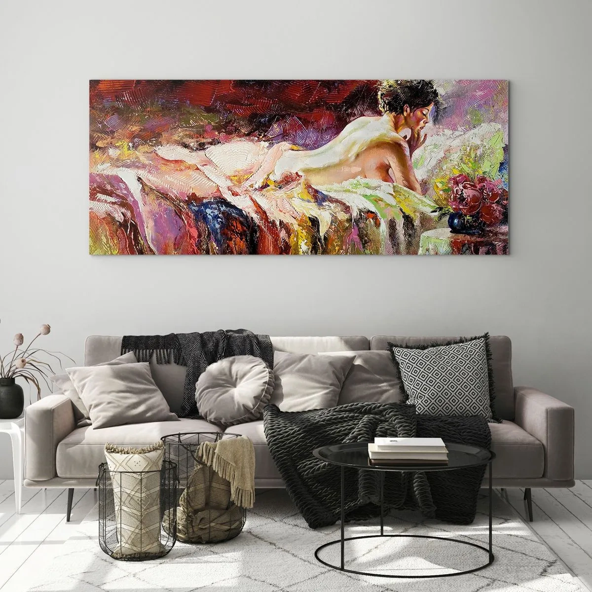 Billede på glas - Eftertænksom Venus - 100x40 cm