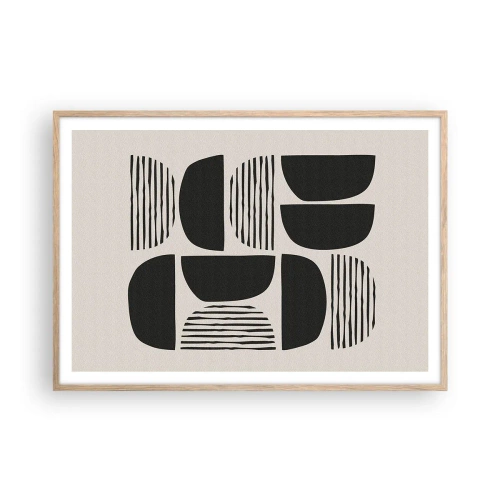 Plakat i ramme af lyst egetræ - Halvhjertede arrangementer - 100x70 cm