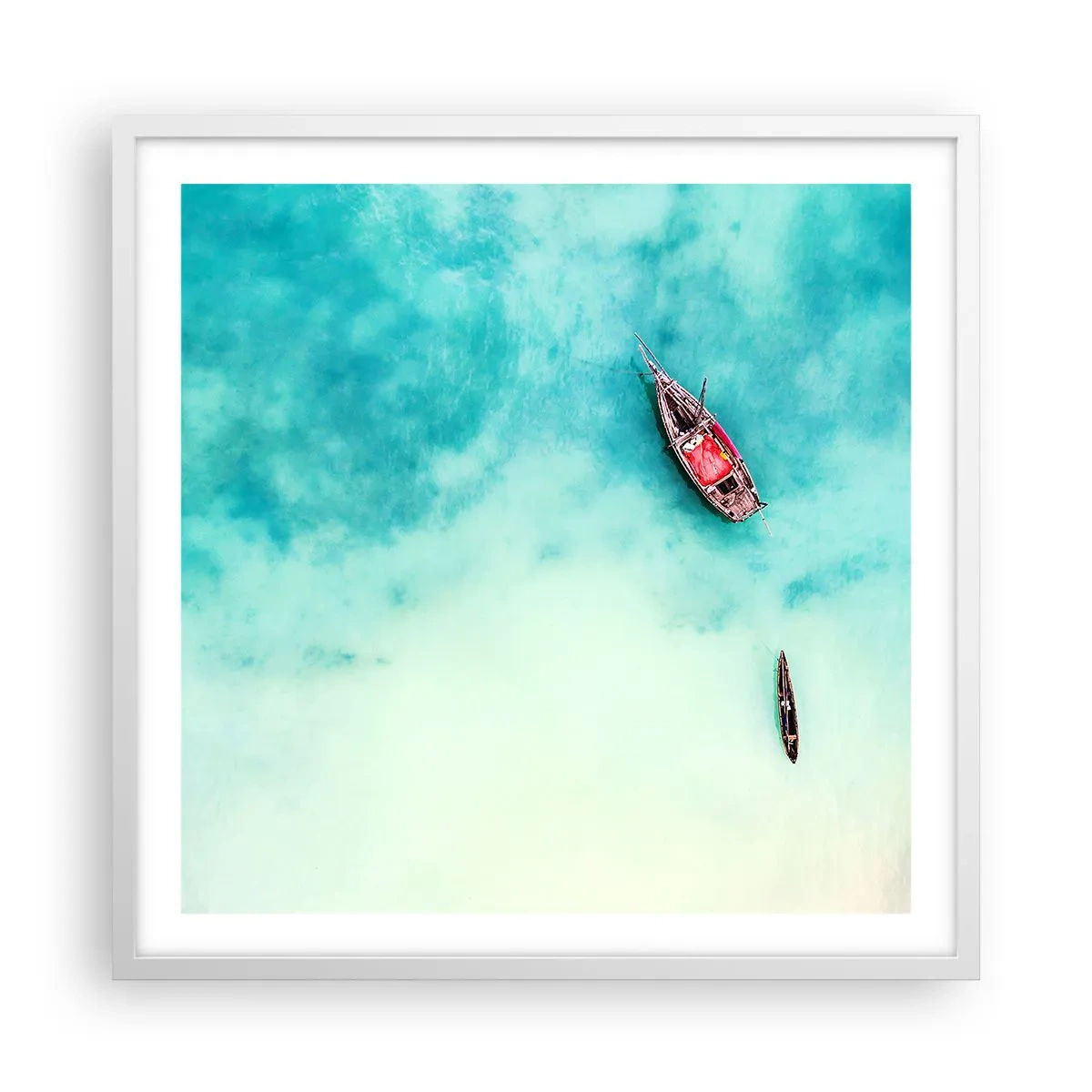 Plakat i hvid ramme - For på Zanzibars strande, når det overskydende vand... - 60x60 cm