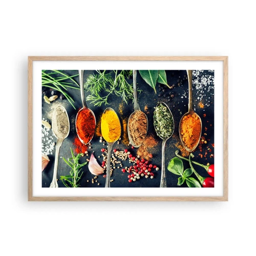 Plakat i ramme af lyst egetræ - Kulinarisk magi - 70x50 cm