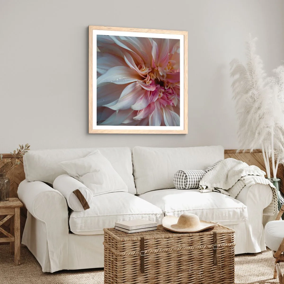 Plakat i ramme af lyst egetræ - Blomstrende friskhed - 60x60 cm