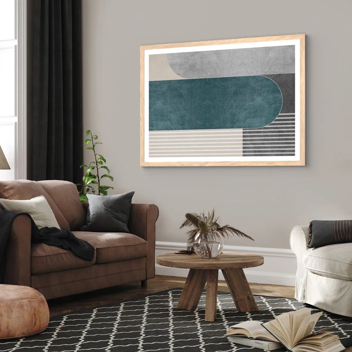 Plakat i ramme af lyst egetræ - Horisontal komposition - 100x70 cm