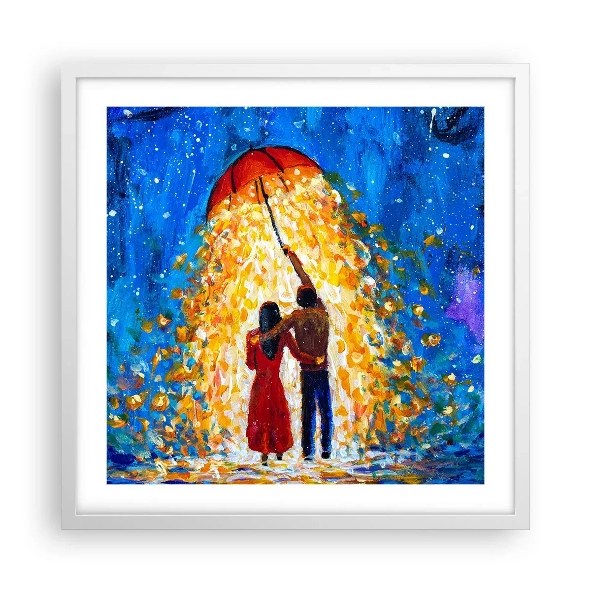 Plakat i hvid ramme - Magien ved en regnfuld aften? - 50x50 cm