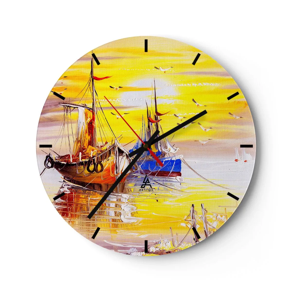 Vægur, Uret - Et velfortjent hvil i havnen - 40x40 cm