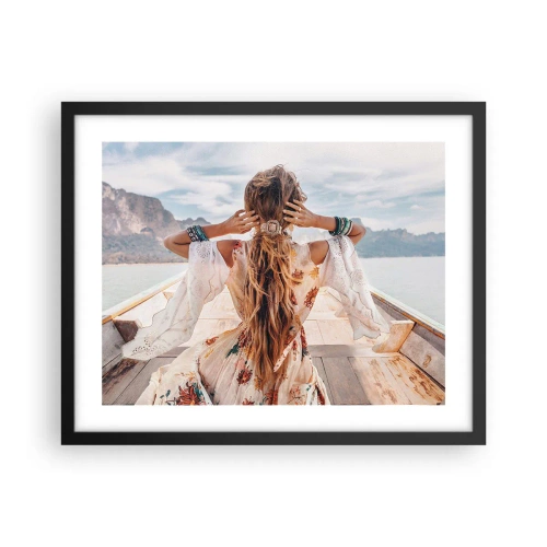 Plakat i sort ramme - På vej mod lykken - 50x40 cm