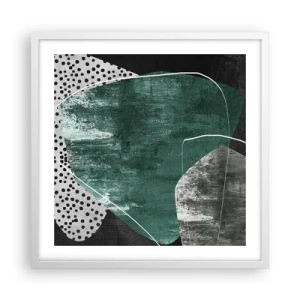 Plakat i hvid ramme - Farverig abstraktion med en guldflager - 50x50 cm