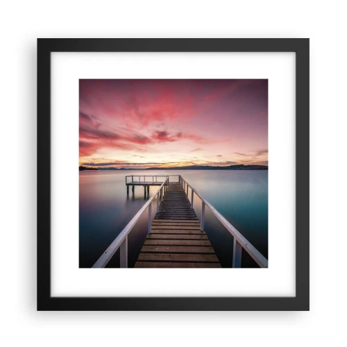 Plakat i sort ramme - Aftenens blide flamme - 30x30 cm