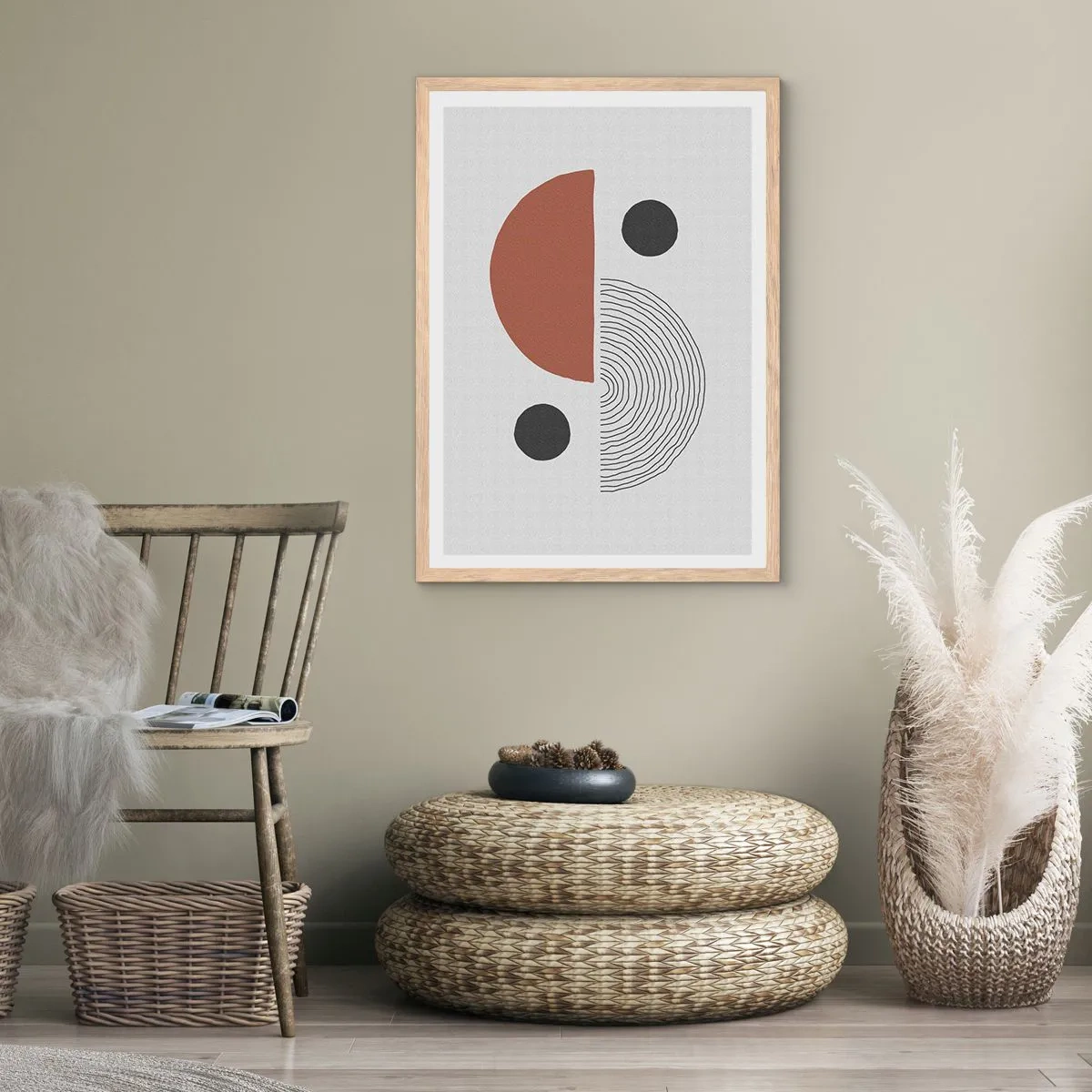 Plakat i ramme af lyst egetræ - Perfektion af hjulet - 50x70 cm