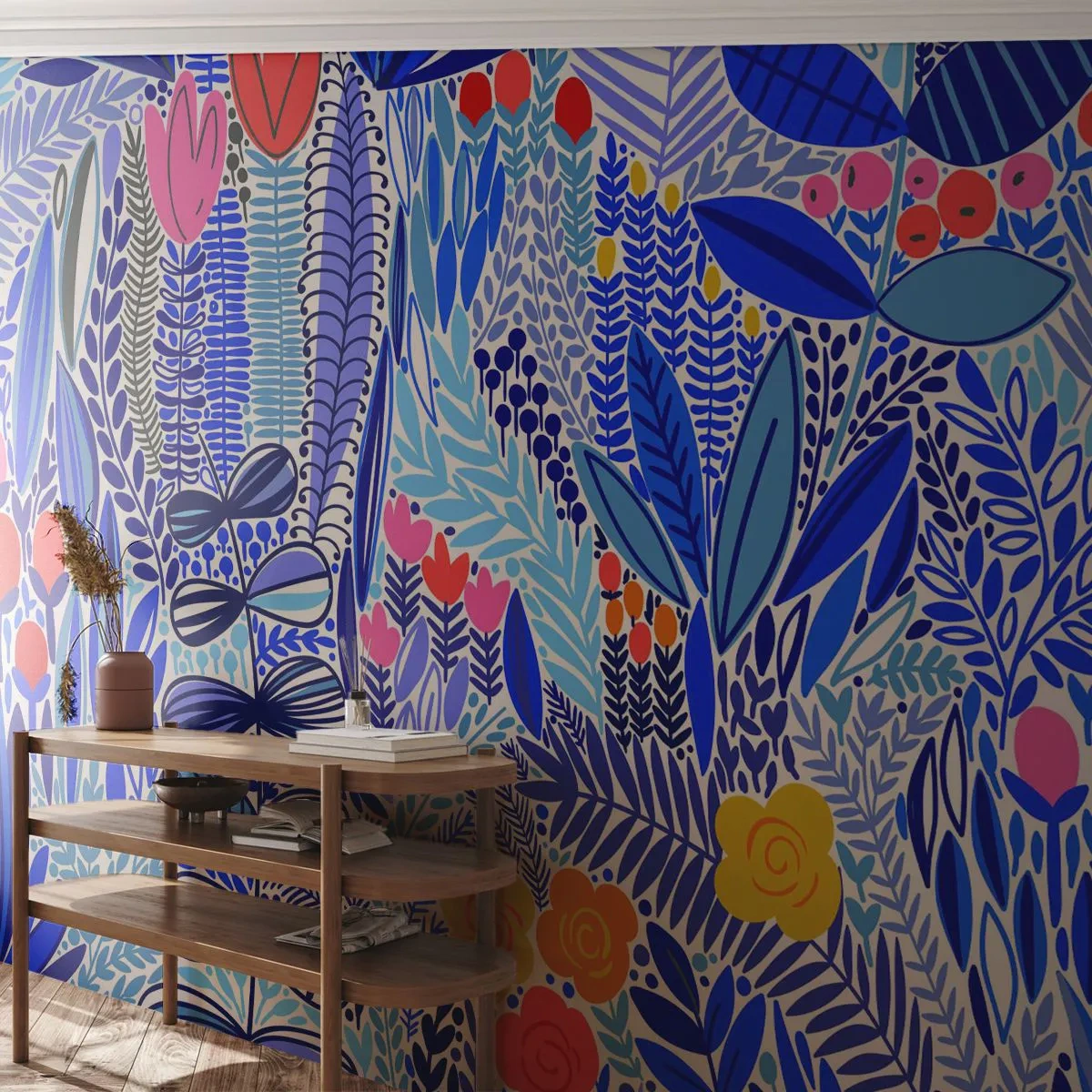 Fototapet Standard Eco - Hawaiiansk have - Blomster, Blade, Eng - 500x350 cm