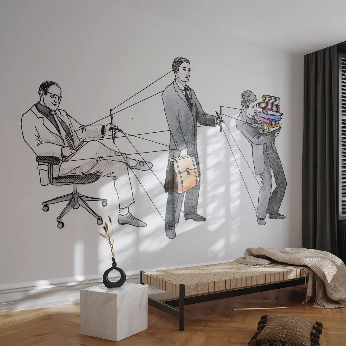 Fototapet Selvklæbende Deluxe Sticker - Enhver har sin herre - Abstraktion, Mand, Arbejde - 300x210 cm