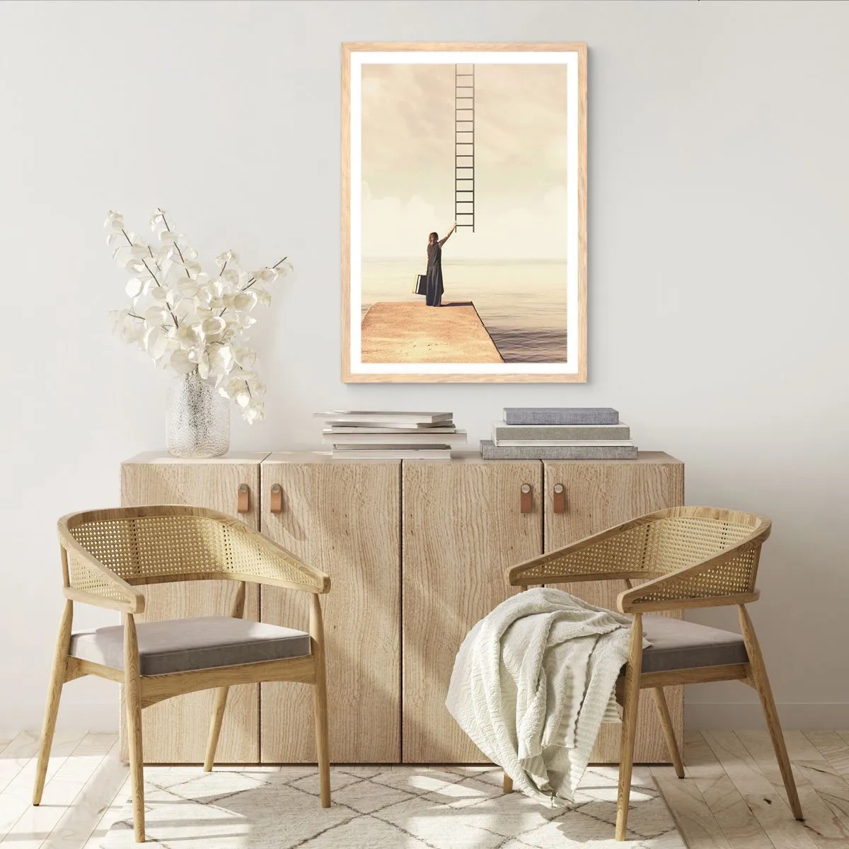 Plakat i ramme af lyst egetræ - En magisk rejse - 40x50 cm