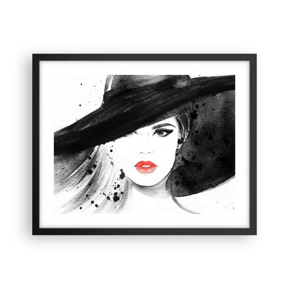Plakat i sort ramme - Dame i sort - 50x40 cm