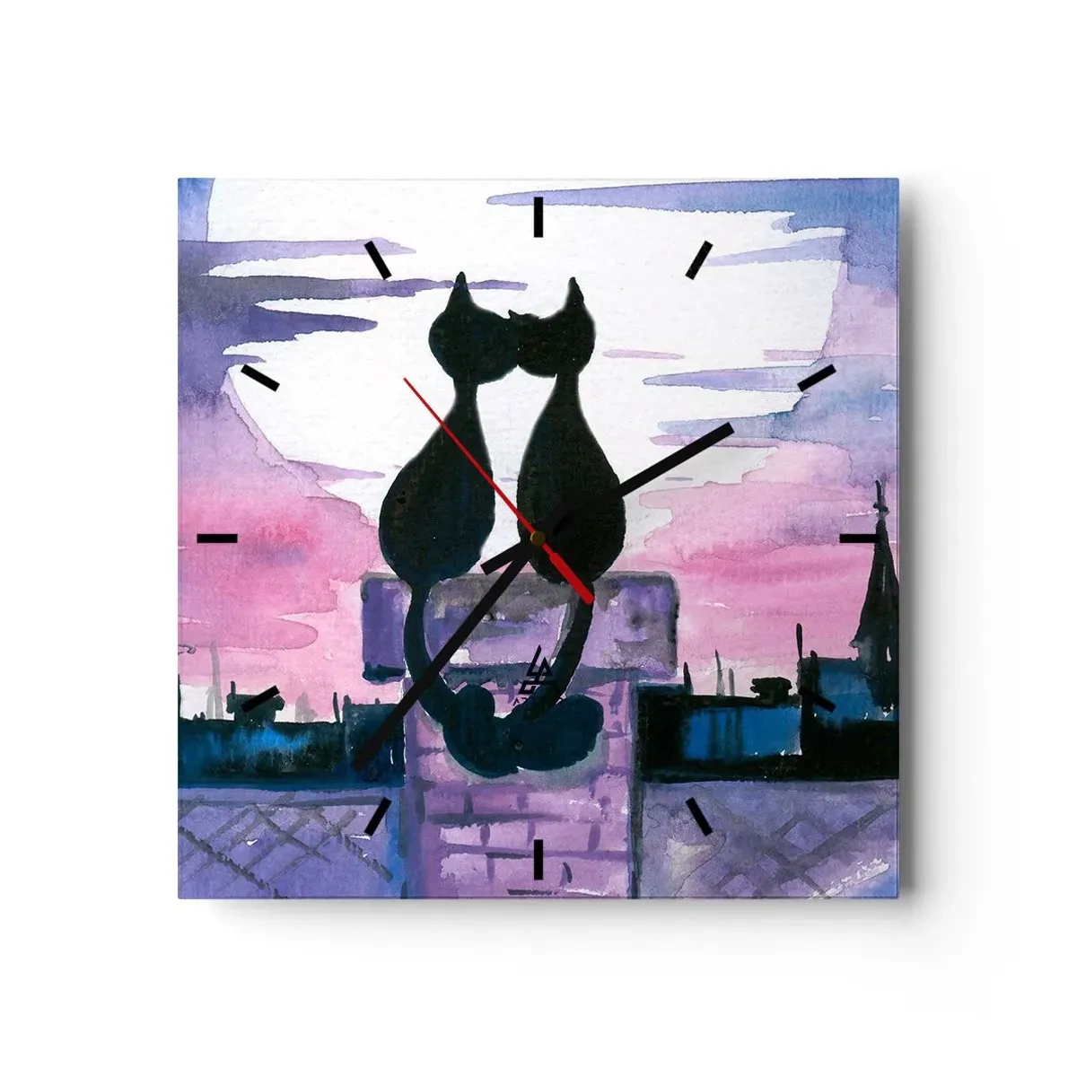 Vægur, Uret - Rendez-vous under månen - 40x40 cm