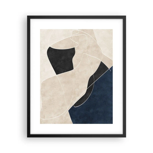 Plakat i sort ramme - Abstrakt komposition - kontrast af farver - 40x50 cm