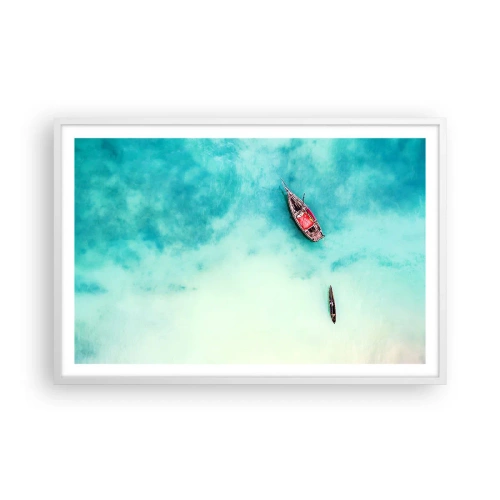 Plakat i hvid ramme - For på Zanzibars strande, når det overskydende vand... - 91x61 cm