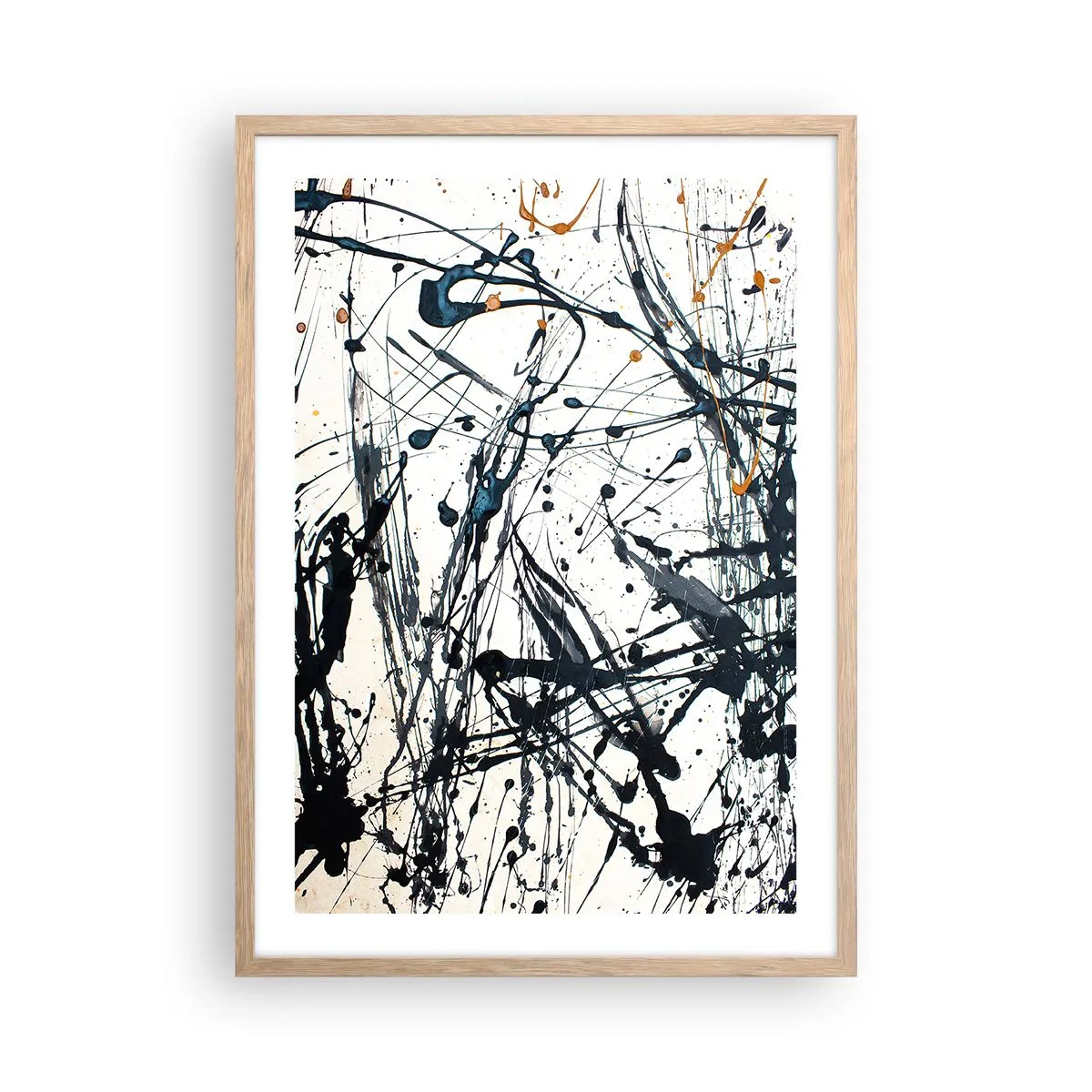 Plakat i ramme af lyst egetræ - Ekspressionistisk abstraktion - 50x70 cm