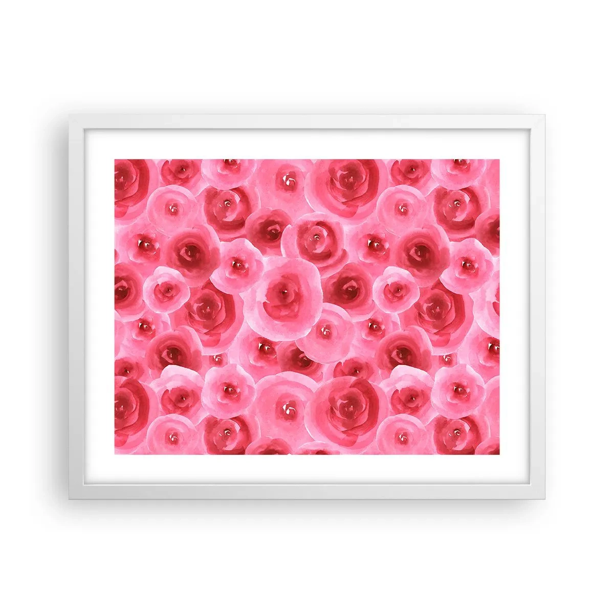 Plakat i hvid ramme - Roser under og over - 50x40 cm
