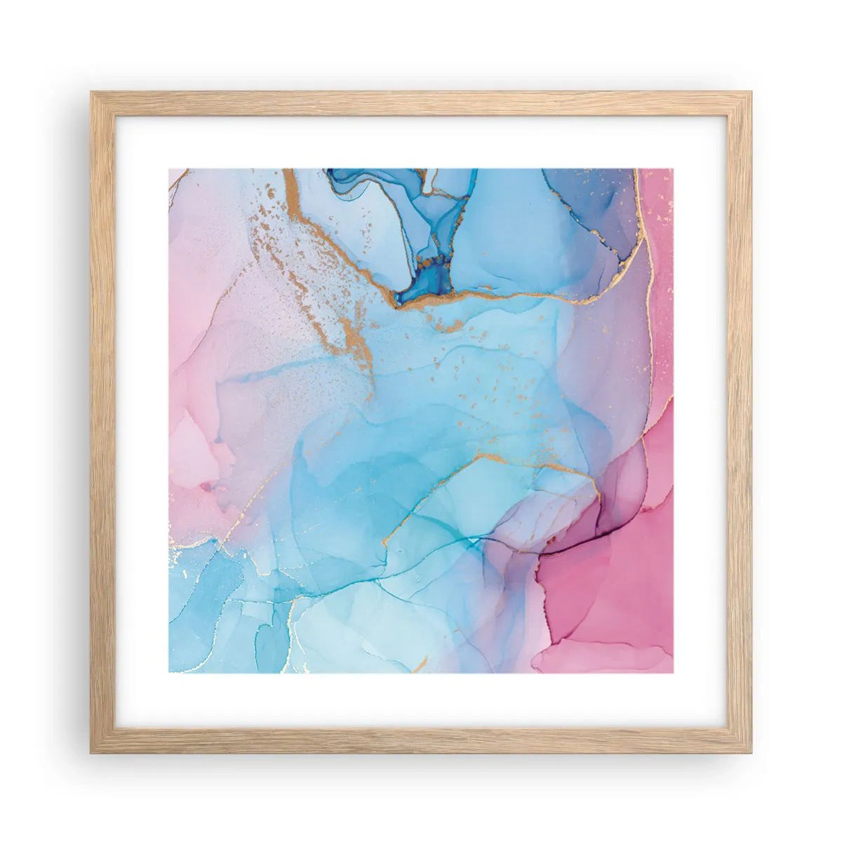 Plakat i ramme af lyst egetræ - Møde og gennemtrængning - 40x40 cm