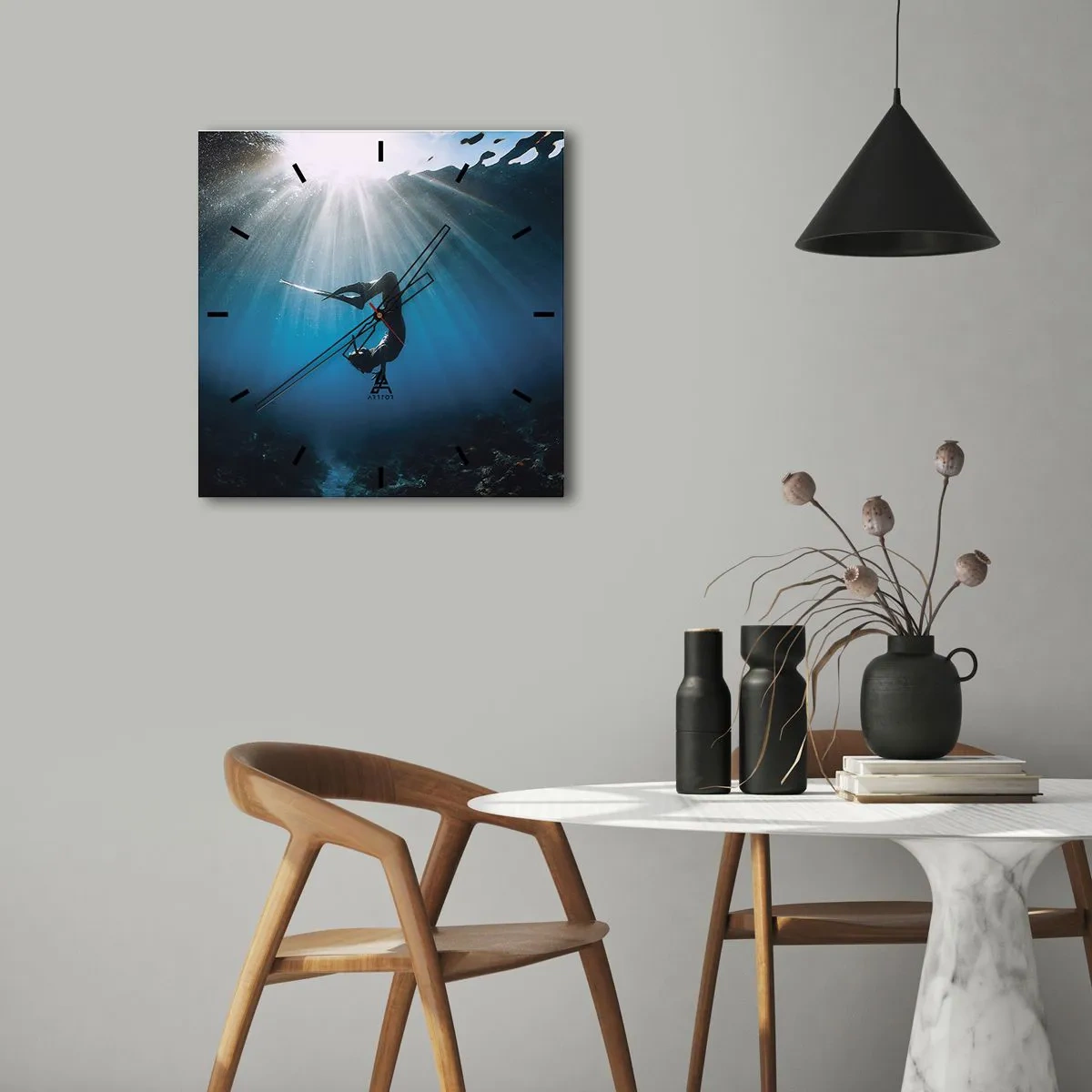 Vægur, Uret - Undervandsdans - 30x30 cm