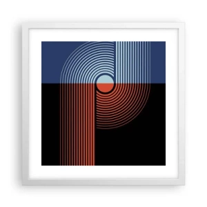 Plakat i hvid ramme - I en geometrisk omfavnelse - 40x40 cm
