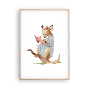 Plakat i ramme af lyst egetræ - Læs for mig, mor - 70x100 cm