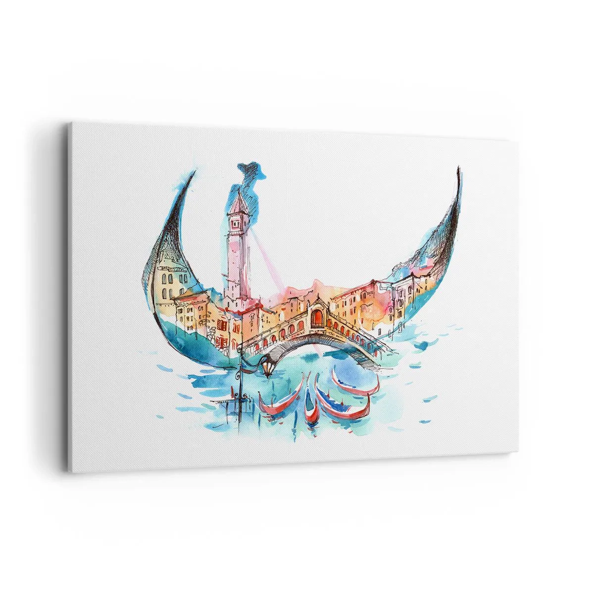 Lærredstryk - Billede på lærred - Vi sejler gennem byen - 120x80 cm