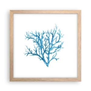 Plakat i ramme af lyst egetræ - Marint filigran - 30x30 cm