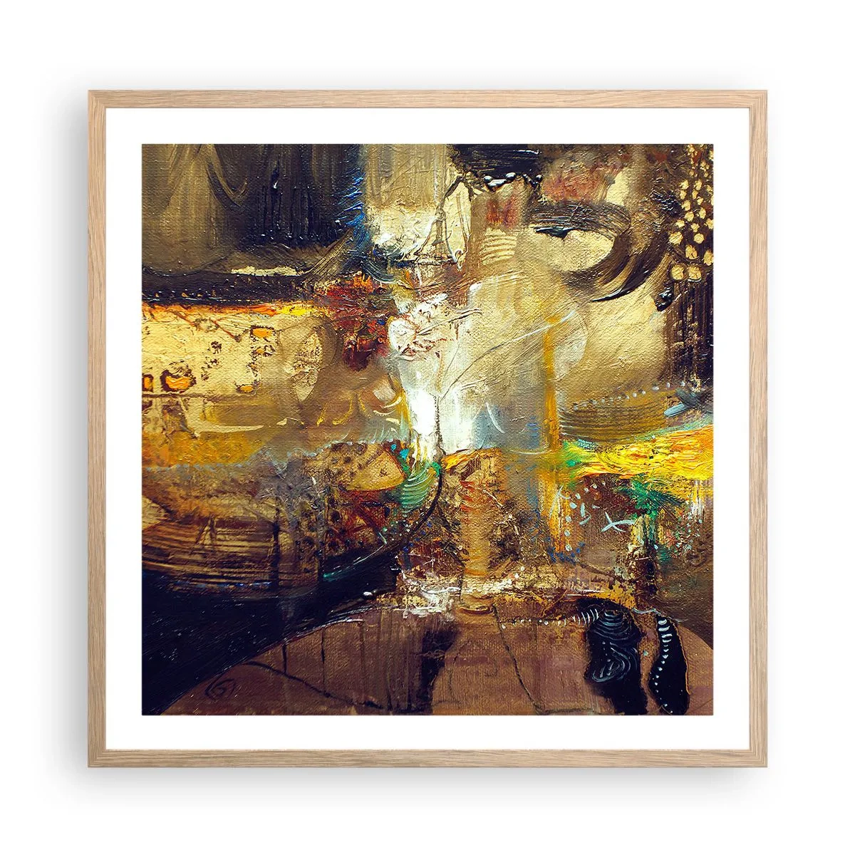 Plakat i ramme af lyst egetræ - Kold, varm, meget varm - 60x60 cm